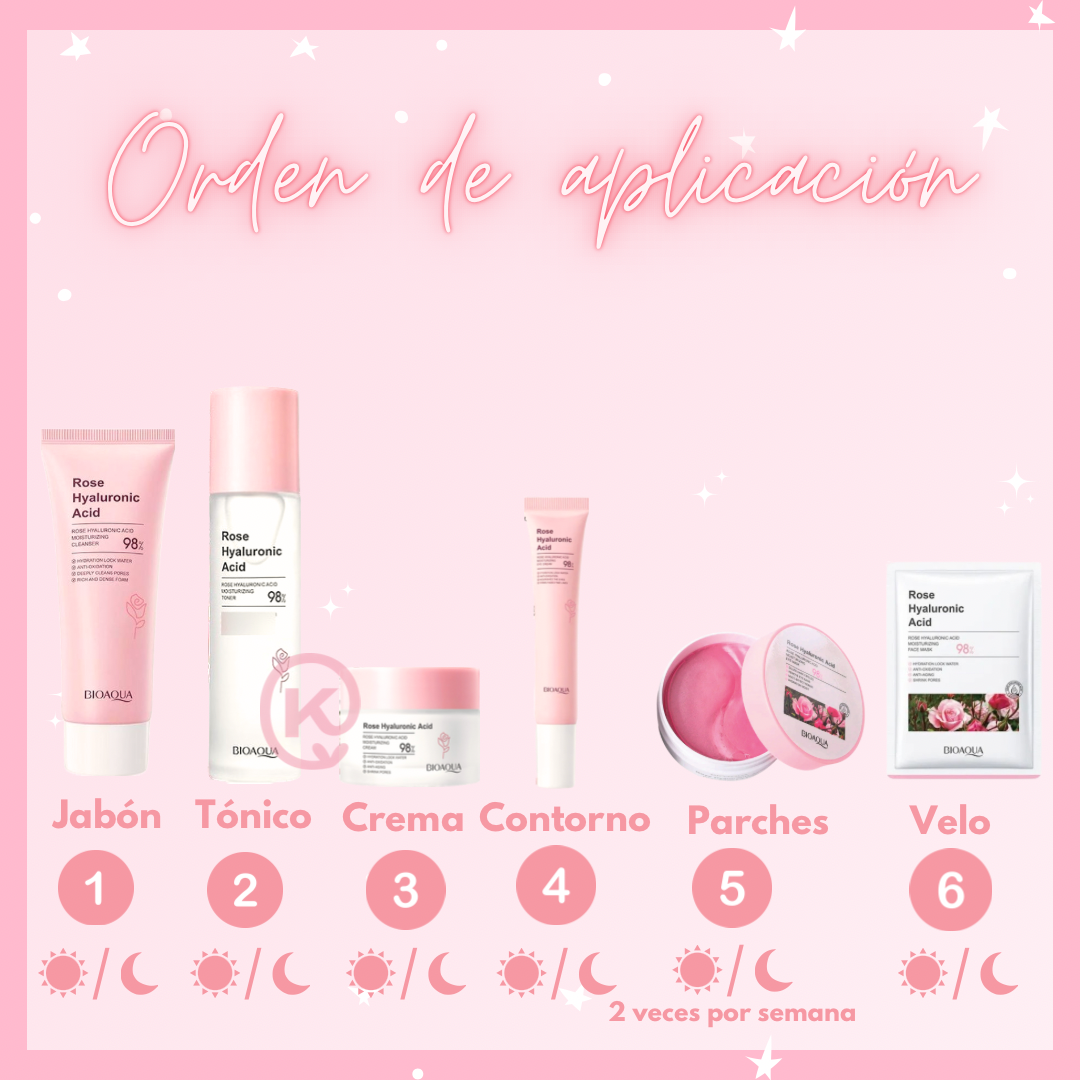 Kit Rosas con Ácido Hialurónico Bioaqua - 6 Productos