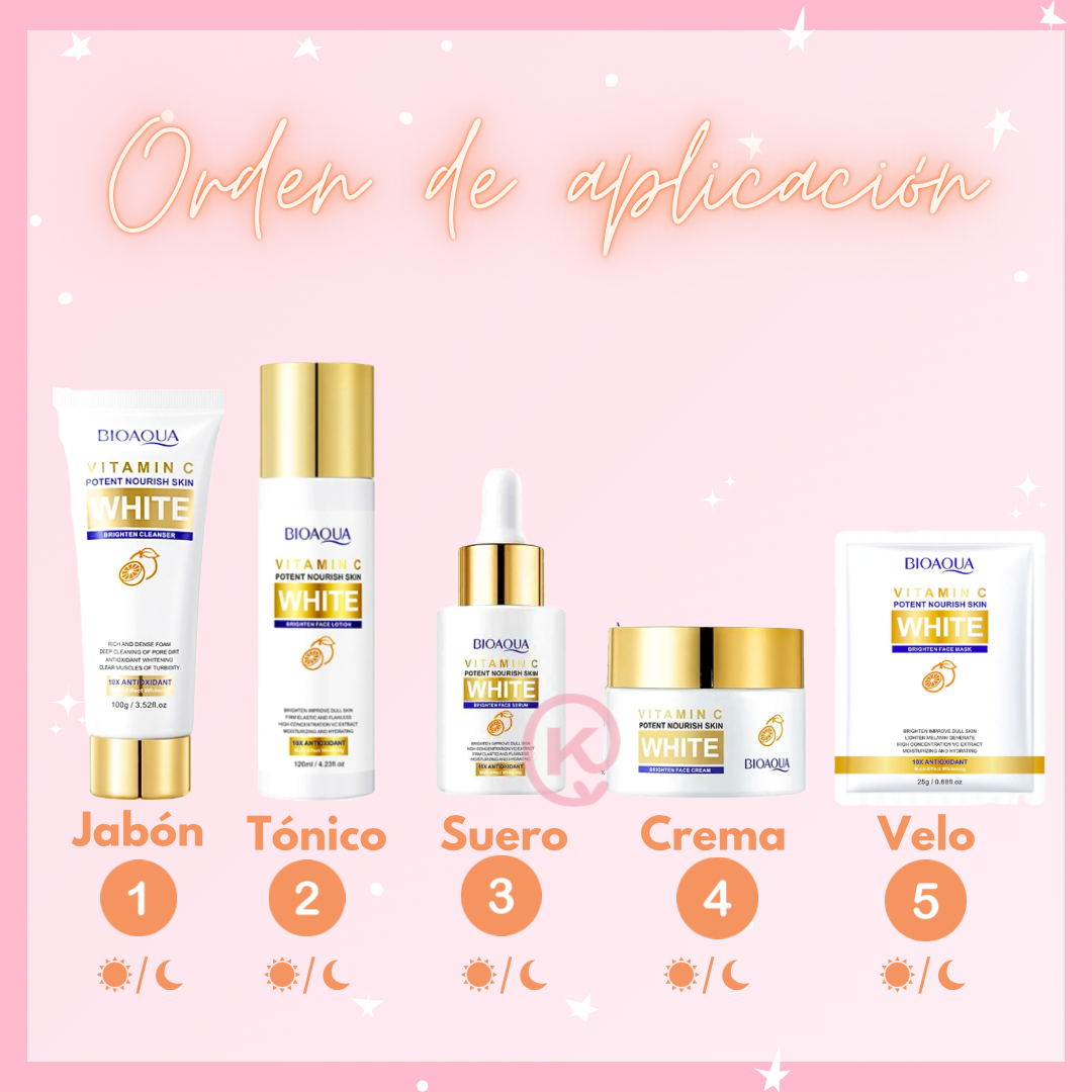 Combo Aclarante VitaminC White x 5 Productos Bioaqua