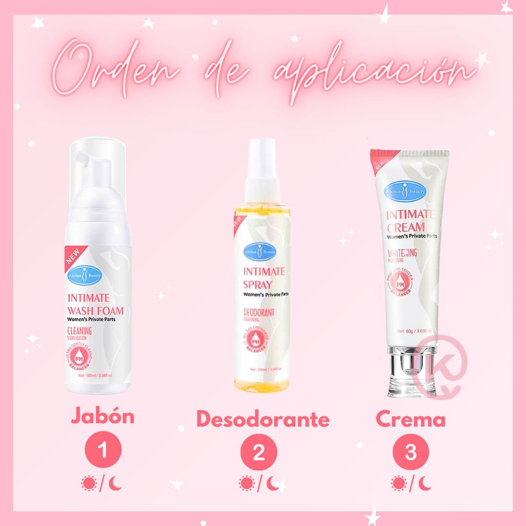 Kit aseo íntimo Aichun Beauty rutina completa