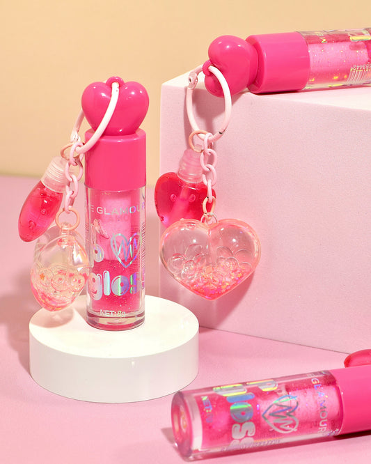 Labios Glossy efecto volumen + Diseño corazón (Brillo Glow Charm)