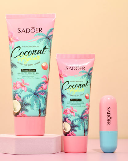 Kit de Cuidado Corporal Sadoer Coconut Hydrate Hidratante y Suavizante