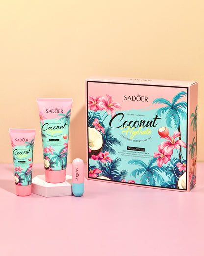 Kit de Cuidado Corporal Sadoer Coconut Hydrate Hidratante y Suavizante