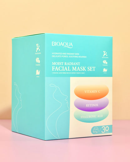 Kit Mascarillas Faciales Bioaqua x30 Hidratantes y Reparadoras