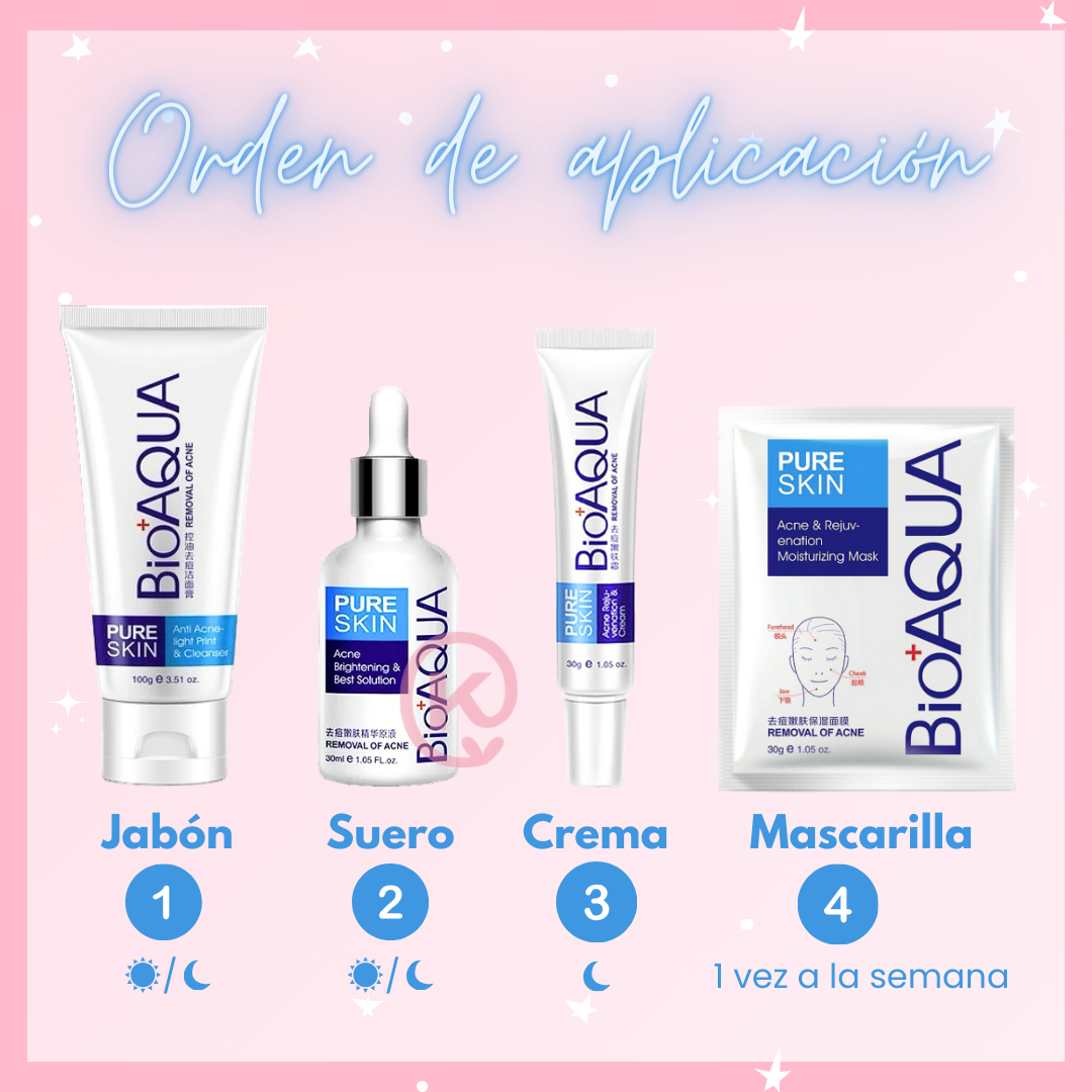Kit acné Pure Skin x4 productos rutina completa