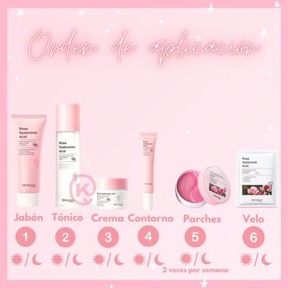 Kit Rosas con Ácido Hialurónico Bioaqua - 6 Productos