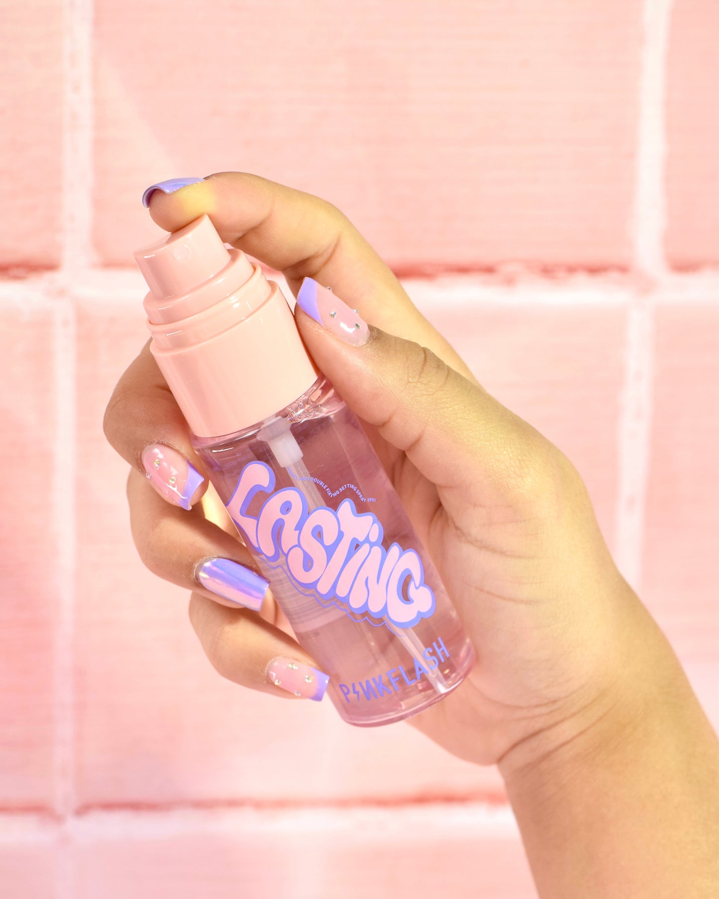 PF-F10 Double Fixing Setting Spray Pink Flash